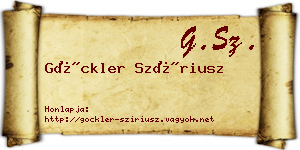 Göckler Szíriusz névjegykártya